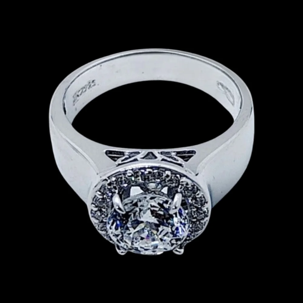 Sterling Silver CZ Ring. Stamped 